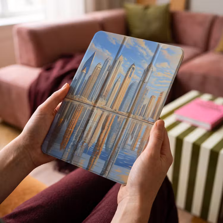 iPad-Hülle - Skyline - Wolkenkratzer - Wasser - Blau — 4