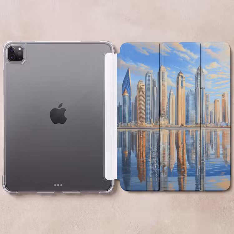 iPad-Hülle - Skyline - Wolkenkratzer - Wasser - Blau — 6