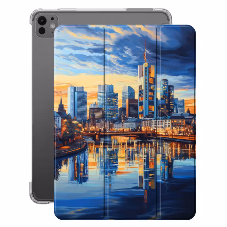iPad-Hülle - Sonnenuntergang Frankfurt - Stadt - Skyline - Wasser — 1