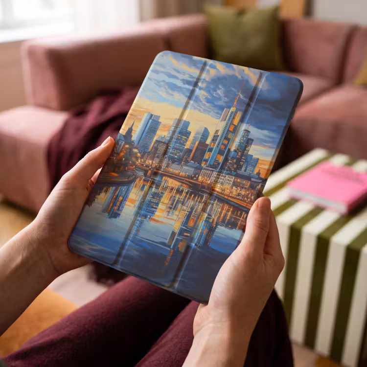 iPad-Hülle - Sonnenuntergang Frankfurt - Stadt - Skyline - Wasser — 4