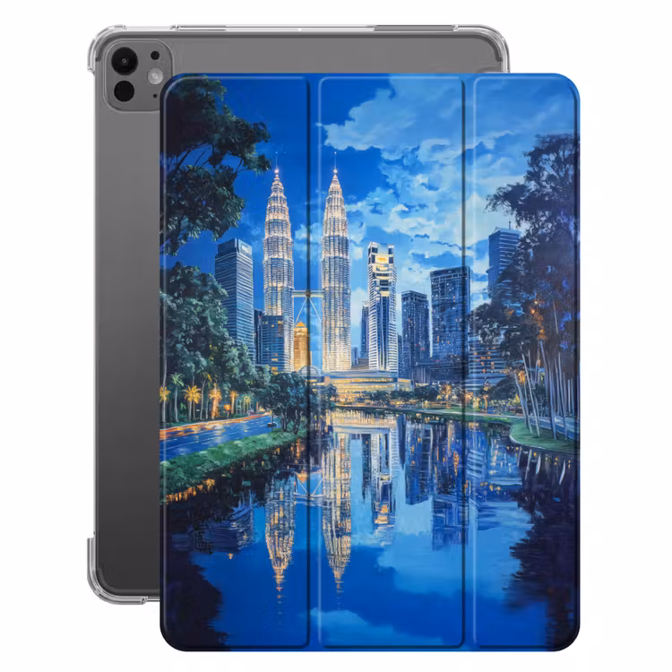 iPad-Hülle - Stadt Kuala Lumpur - Skyline - Wolkenkratzer - Wasser — 1