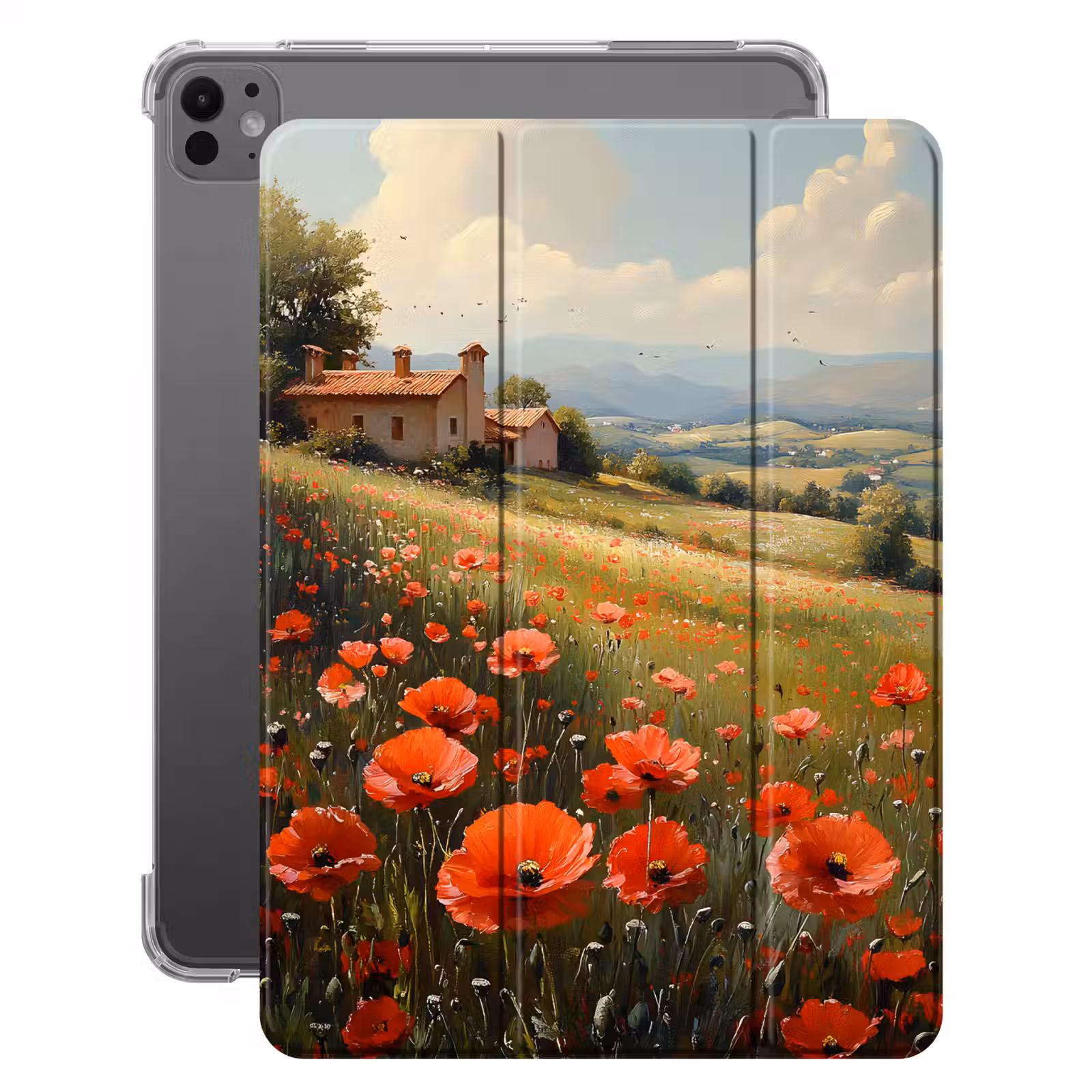 iPad-Hülle - Mohnblumen - Rot - Hügel - Landschaft — 1