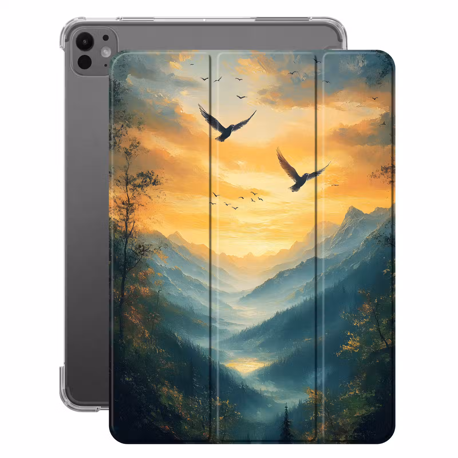 iPad-Hülle - Vögel - Sonne - Bäume - Grün — 1