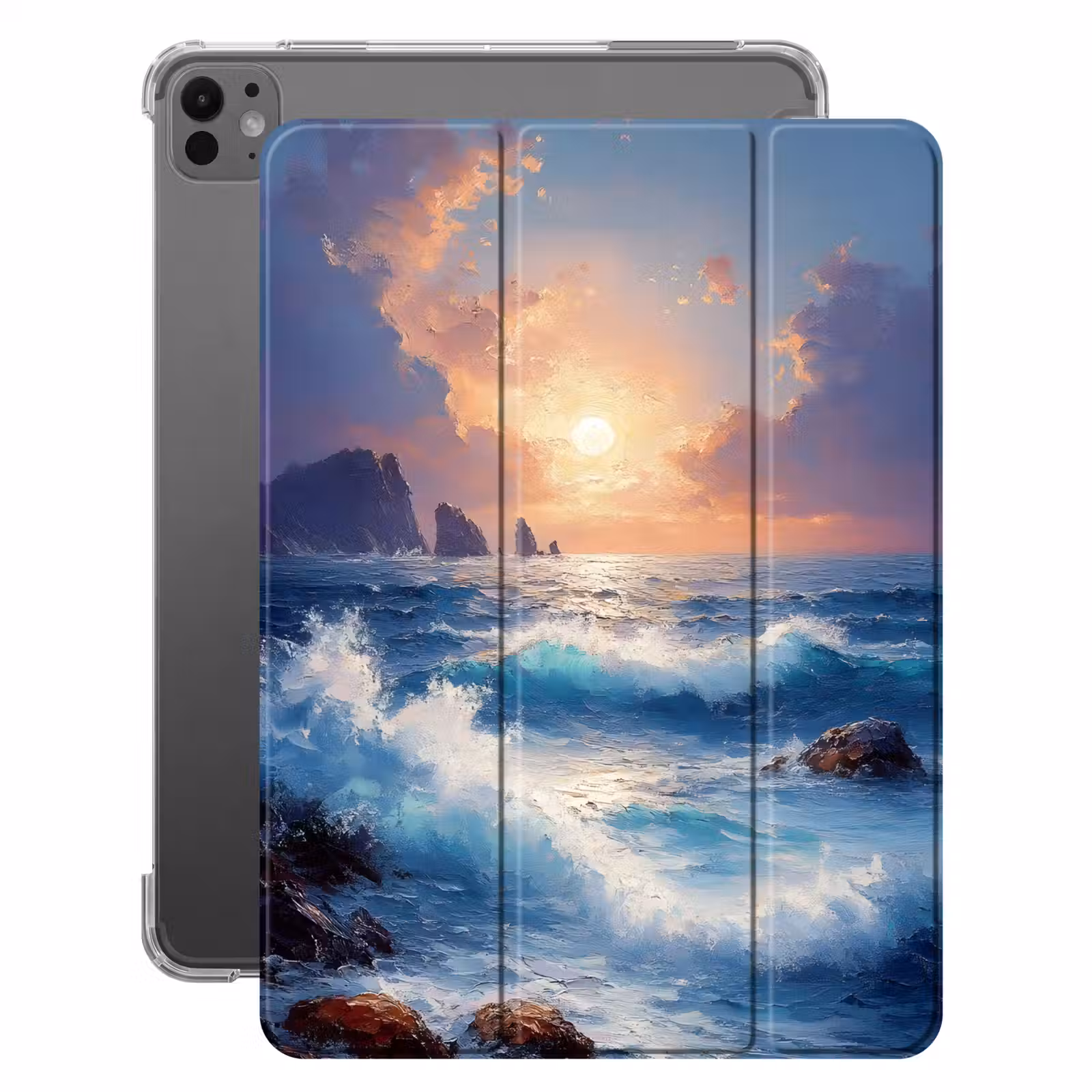 iPad-Hülle - Wellen - Meer - Bunt - Felsen — 1