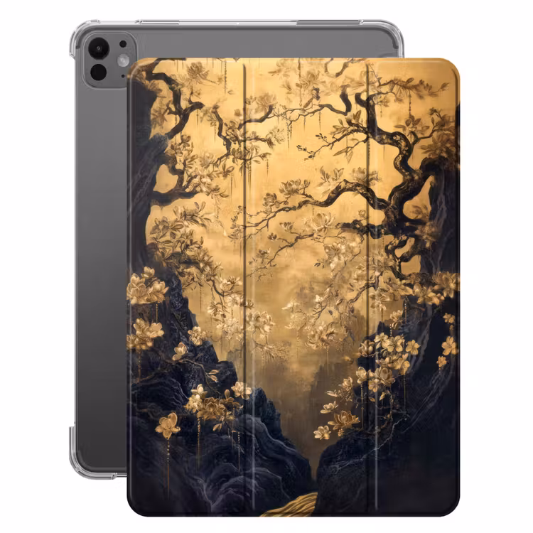 iPad-Hülle - Blumen - Zweige - Gold - Dekorativ — 1