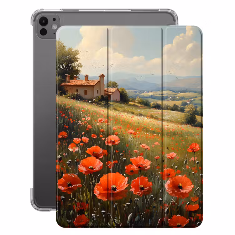 iPad-Hülle - Mohnblumen - Rot - Hügel - Landschaft — 1