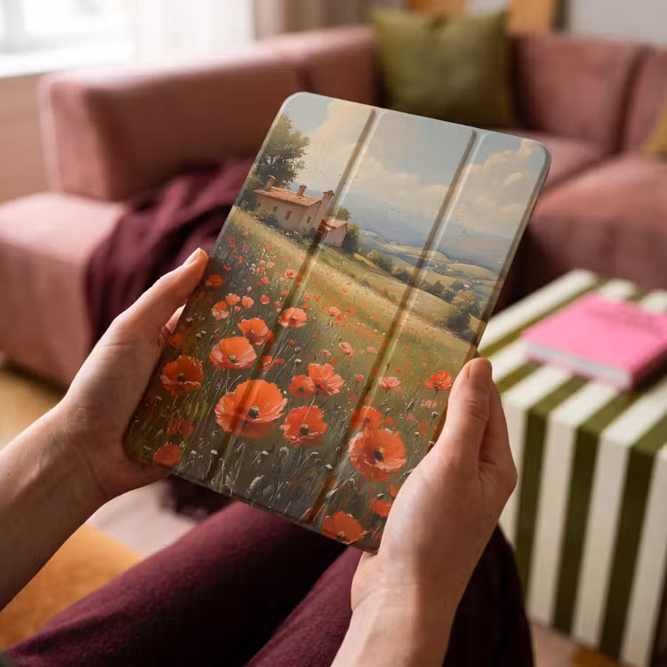 iPad-Hülle - Mohnblumen - Rot - Hügel - Landschaft — 4
