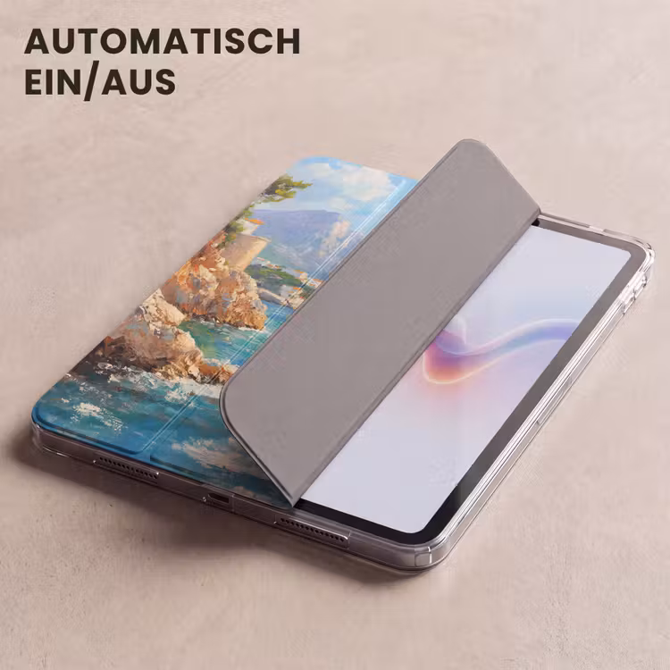 iPad-Hülle - Segelboot - Felsen - Küste - Häuser — 5