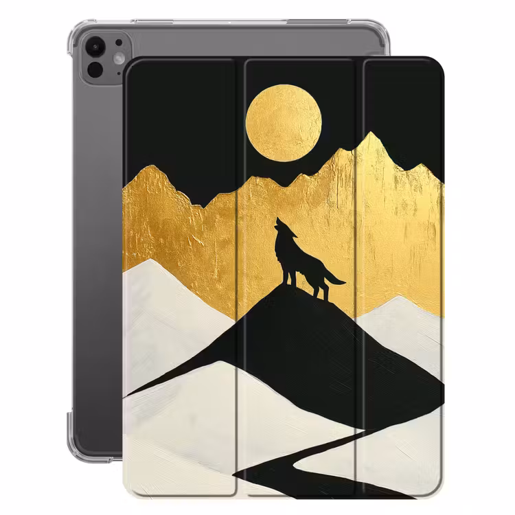 iPad-Hülle - Wolf - Berg - Mond - Schwarz — 1