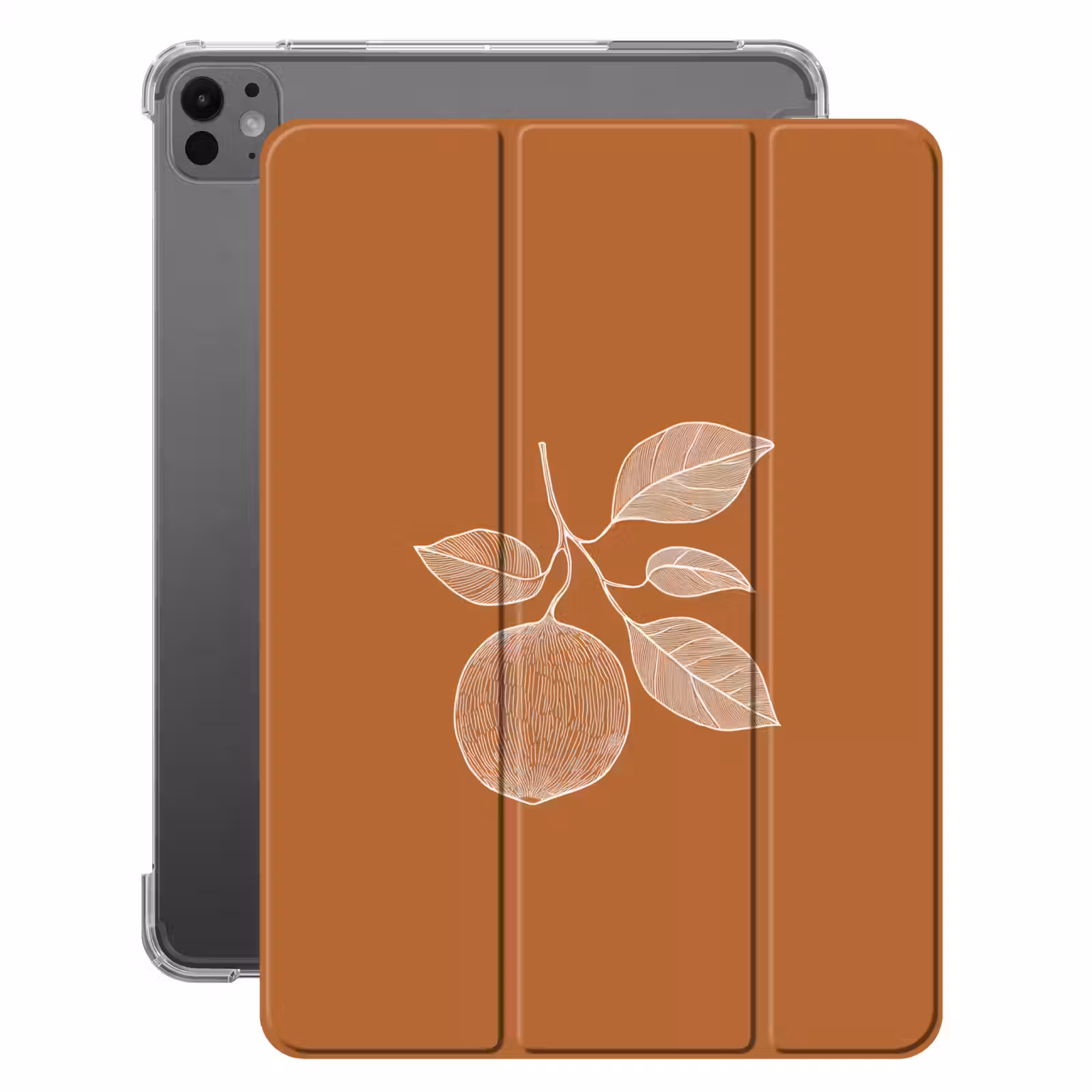 iPad-Hülle - Orange - Gezeichnet - Blätter - Braun — 1