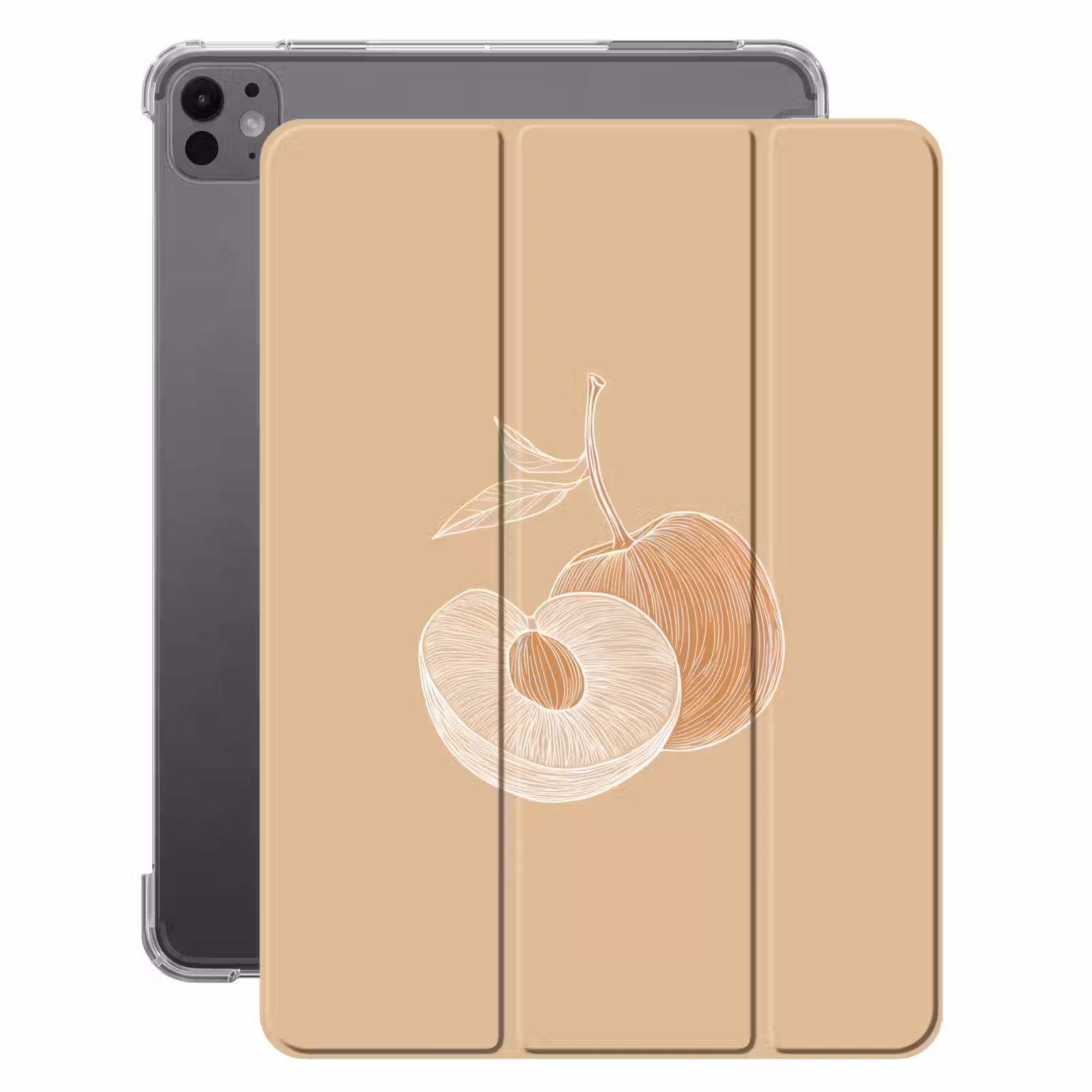 iPad-Hülle - Pfirsich - Strichzeichnung - Grube - Beige — 1