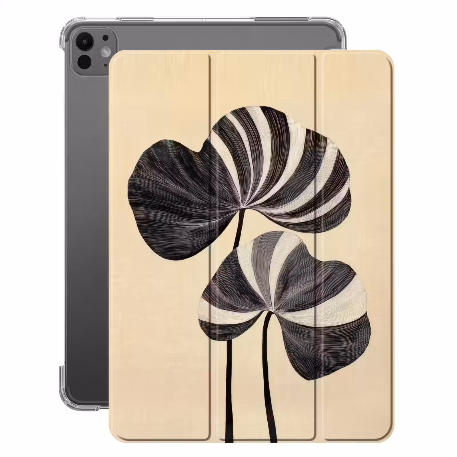 iPad-Hülle - Schwarz - Blätter - Streifen - Minimalistisch — 1