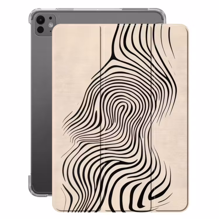 iPad-Hülle - Linien - Abstrakt - Gewellt - Schwarz — 1