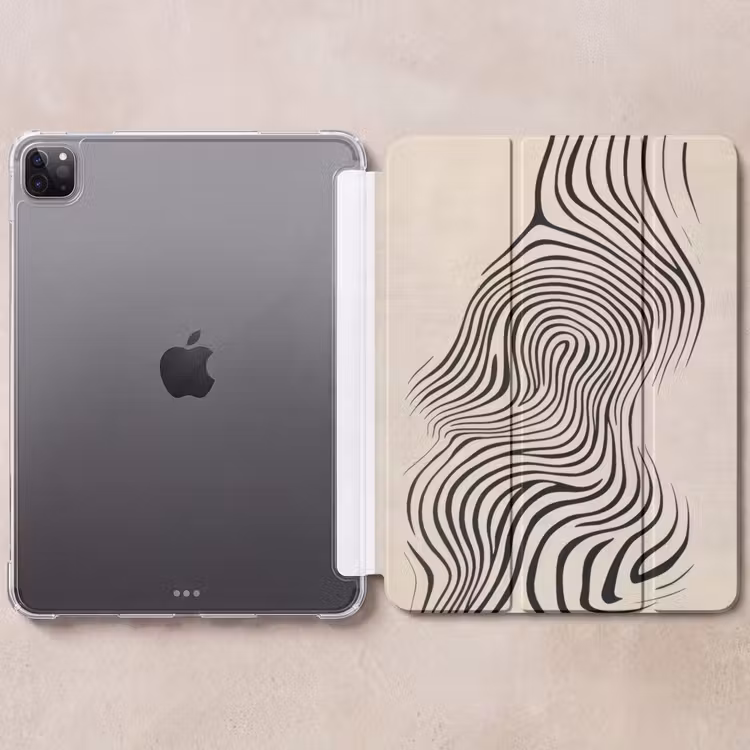 iPad-Hülle - Linien - Abstrakt - Gewellt - Schwarz — 6