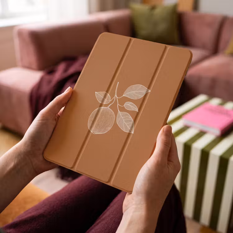 iPad-Hülle - Orange - Gezeichnet - Blätter - Braun — 4