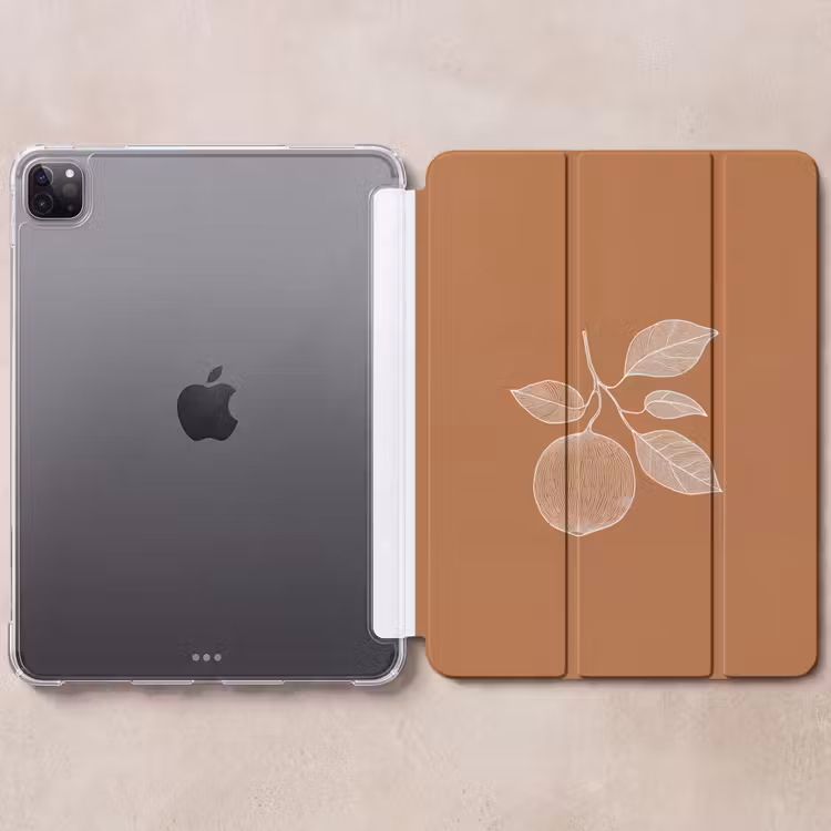 iPad-Hülle - Orange - Gezeichnet - Blätter - Braun — 6