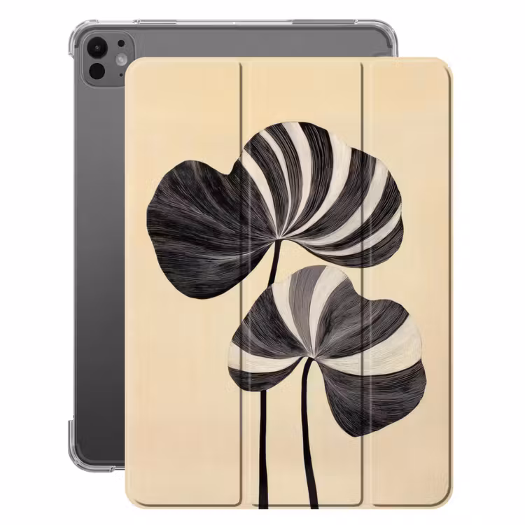 iPad-Hülle - Schwarz - Blätter - Streifen - Minimalistisch — 1