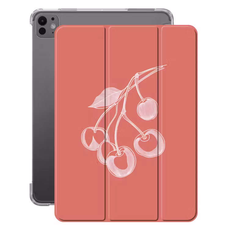 iPad-Hülle - Strichdarstellung - Kirsche - Zweig - Weiß — 1