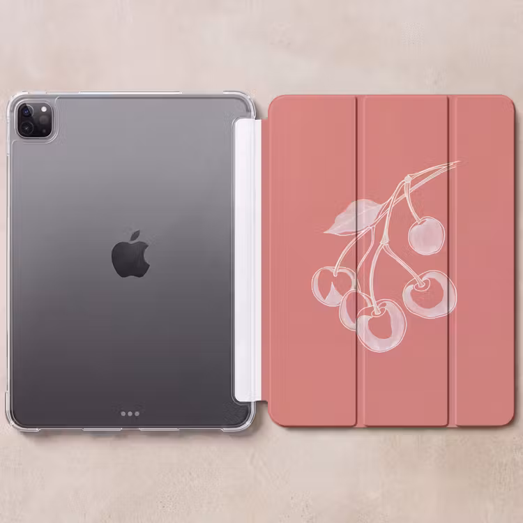 iPad-Hülle - Strichdarstellung - Kirsche - Zweig - Weiß — 6