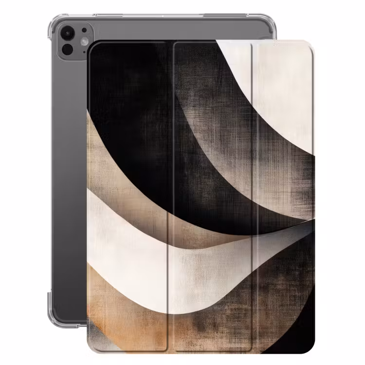 iPad-Hülle - Abstrakt - Wellen - Schwarz - Verwittert — 1