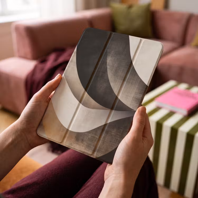 iPad-Hülle - Abstrakt - Wellen - Schwarz - Verwittert — 4