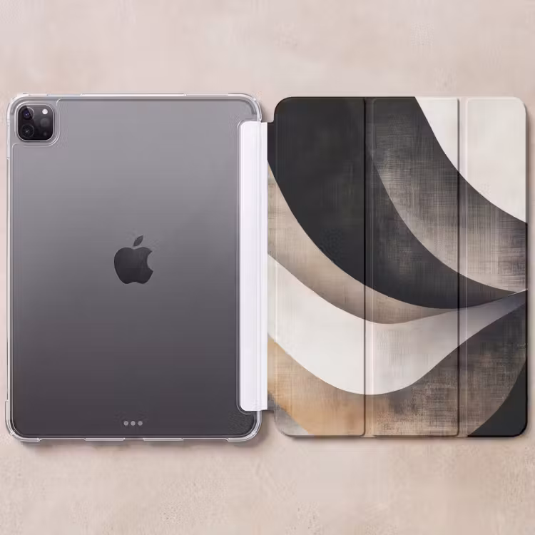 iPad-Hülle - Abstrakt - Wellen - Schwarz - Verwittert — 6