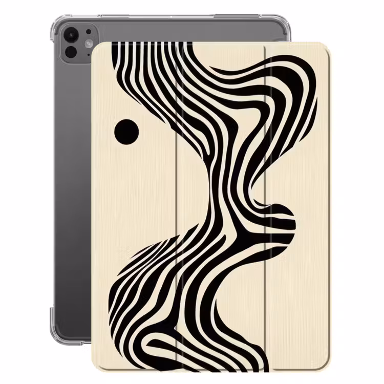 iPad-Hülle - Beige - Linien - Gewellt - Abstrakt — 1