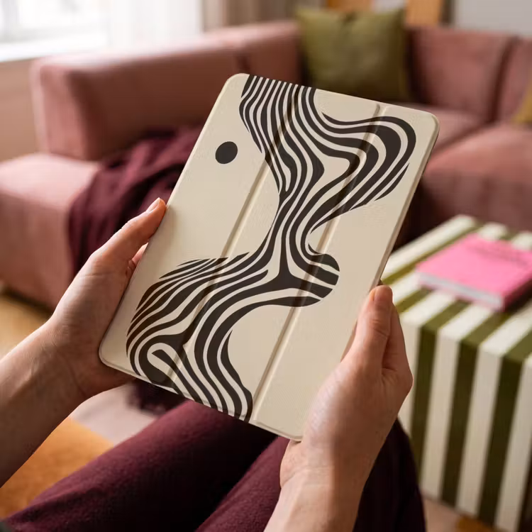 iPad-Hülle - Beige - Linien - Gewellt - Abstrakt — 4