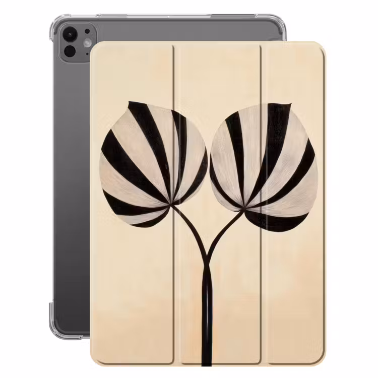 iPad-Hülle - Blätter - Gestreift - Stängel - Beige — 1