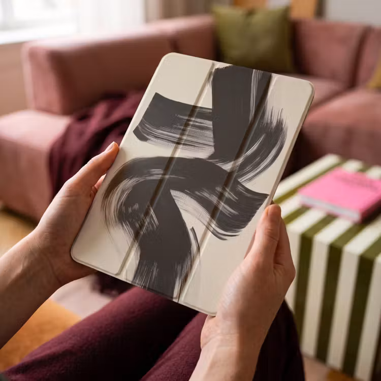 iPad-Hülle - Streifen - Schwarz - Abstrakt — 4