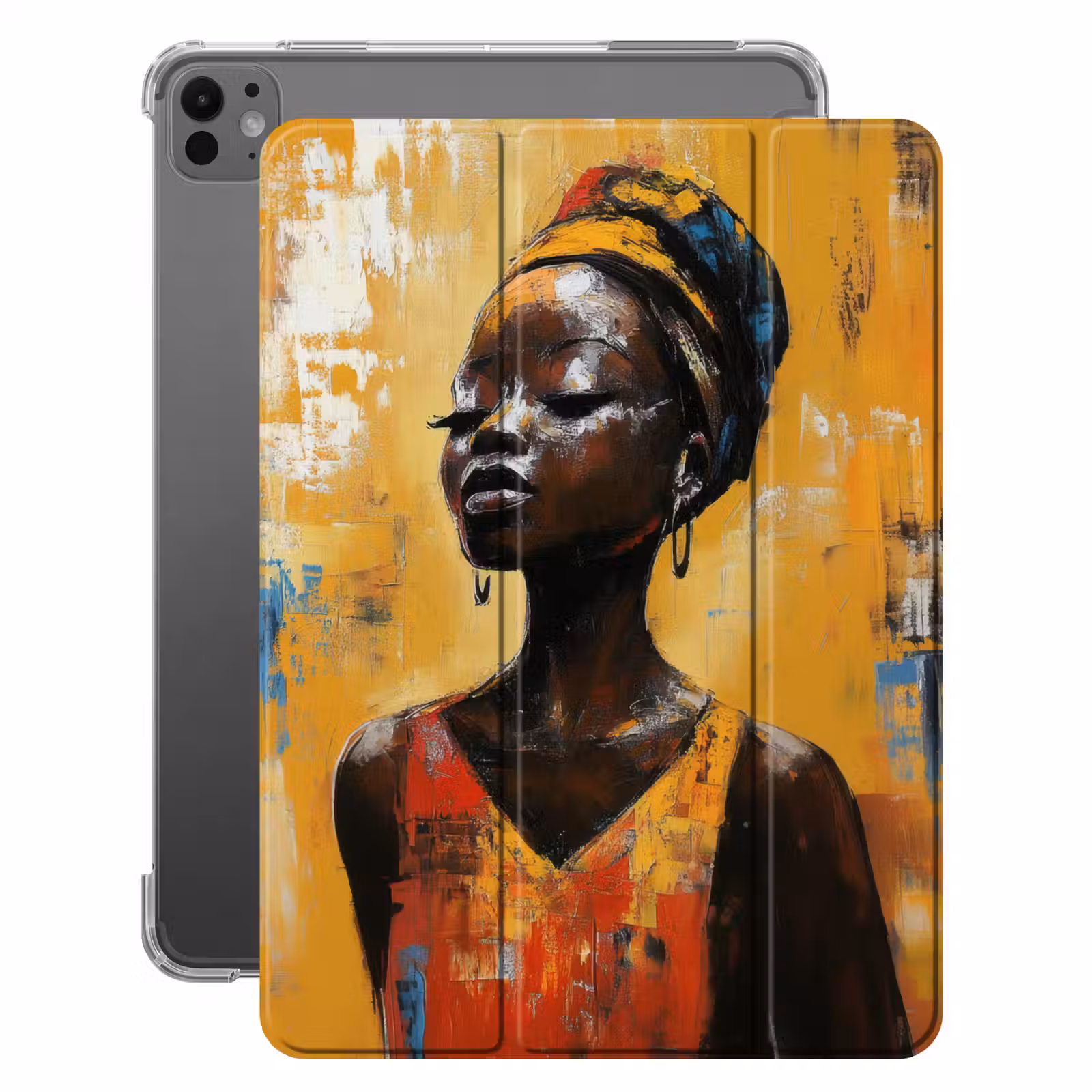 iPad-Hülle - Frau - Augen - Pinselstriche - Gelb — 1