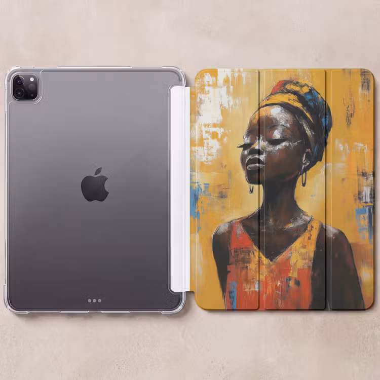 iPad-Hülle - Frau - Augen - Pinselstriche - Gelb — 6