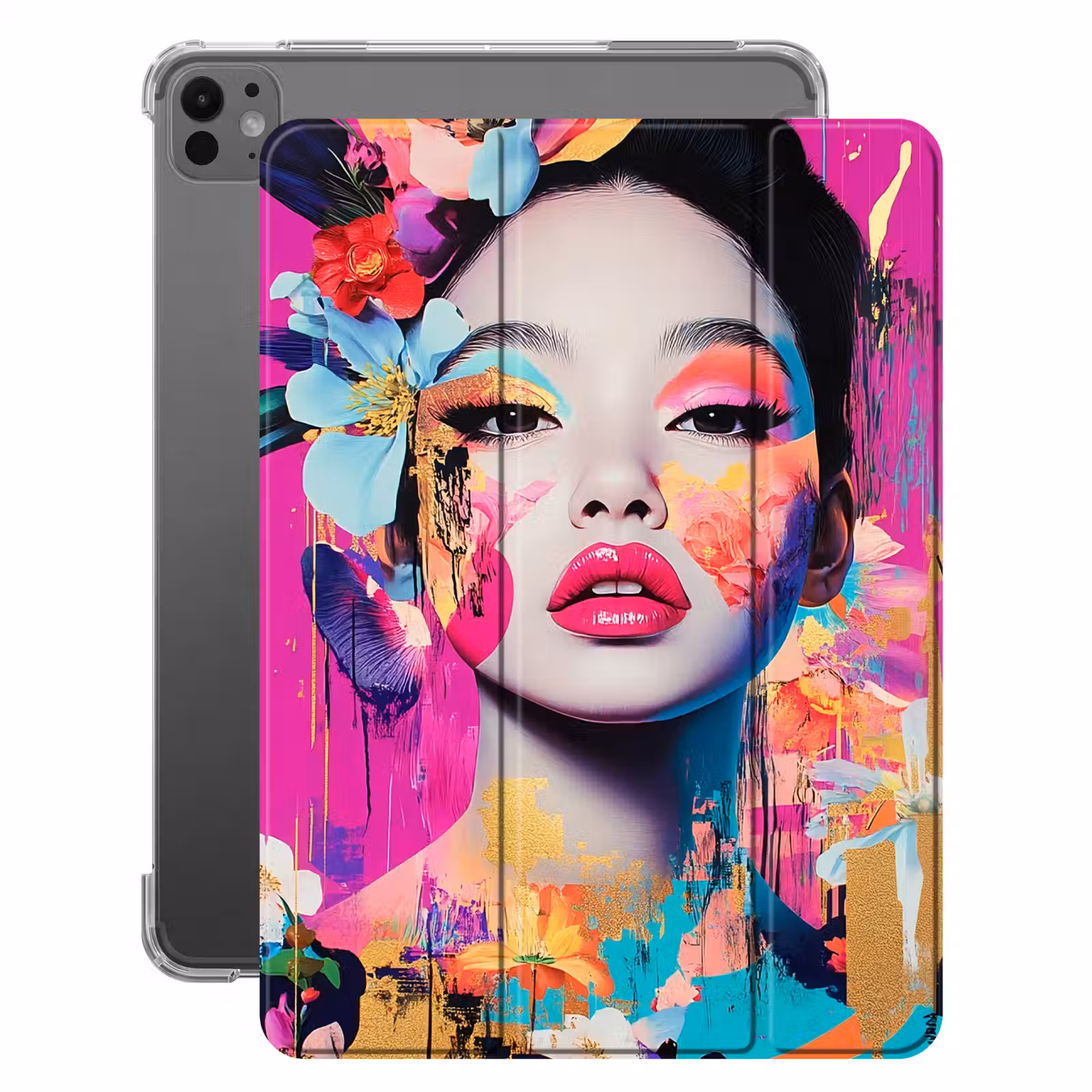 iPad-Hülle - Frau - Porträt - Abstrakt - Lila — 1