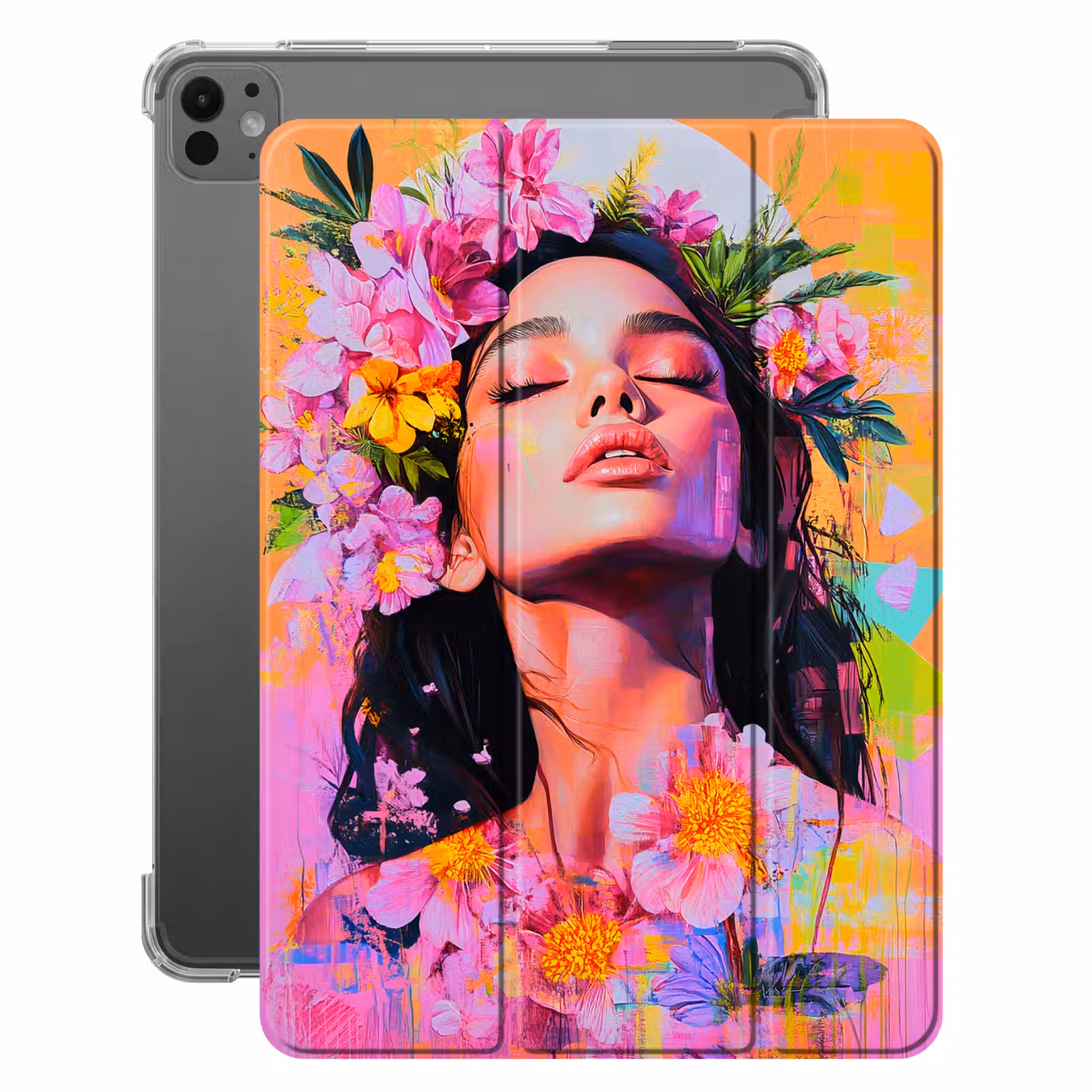 iPad-Hülle - Porträt - Blumenkrone - Frau — 1