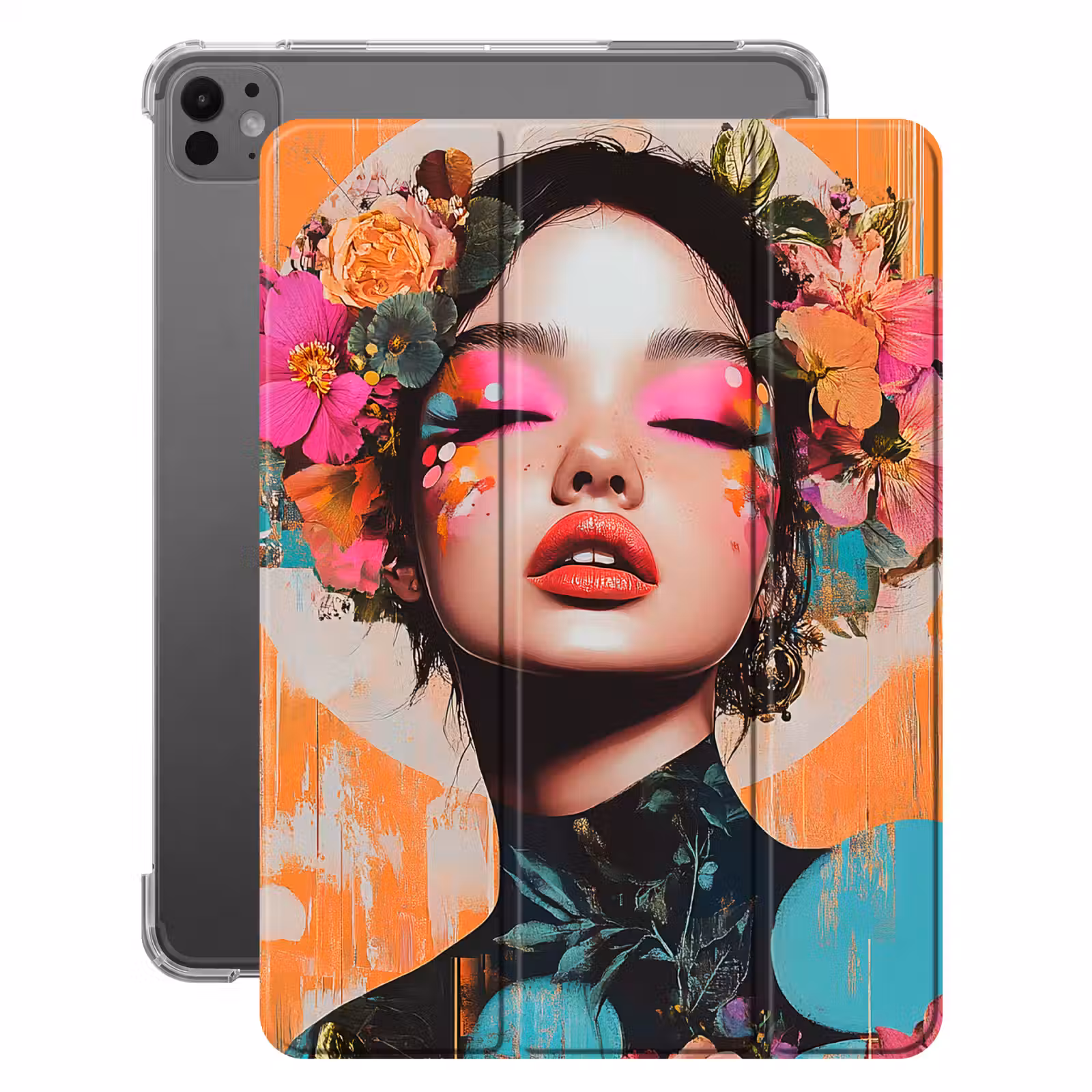 iPad-Hülle - Porträt - Frau - Abstrakt - Blumen — 1