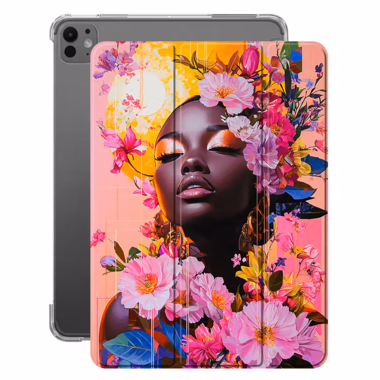 iPad-Hülle - Bunt - Blumen - Frau - Sonne — 1