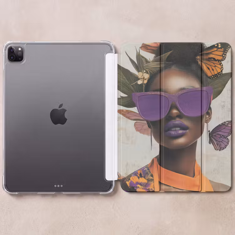 iPad-Hülle - Frau - Sonnenbrille - Schmetterling - Blumen — 6