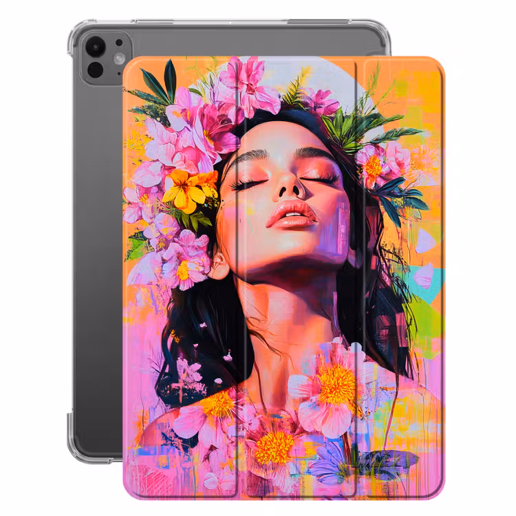 iPad-Hülle - Porträt - Blumenkrone - Frau — 1