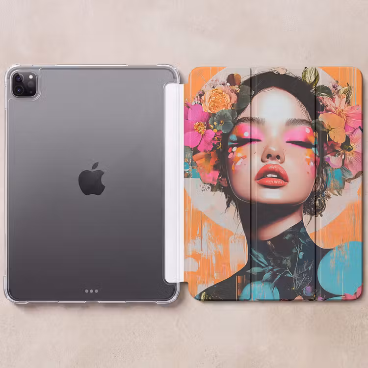 iPad-Hülle - Porträt - Frau - Abstrakt - Blumen — 6