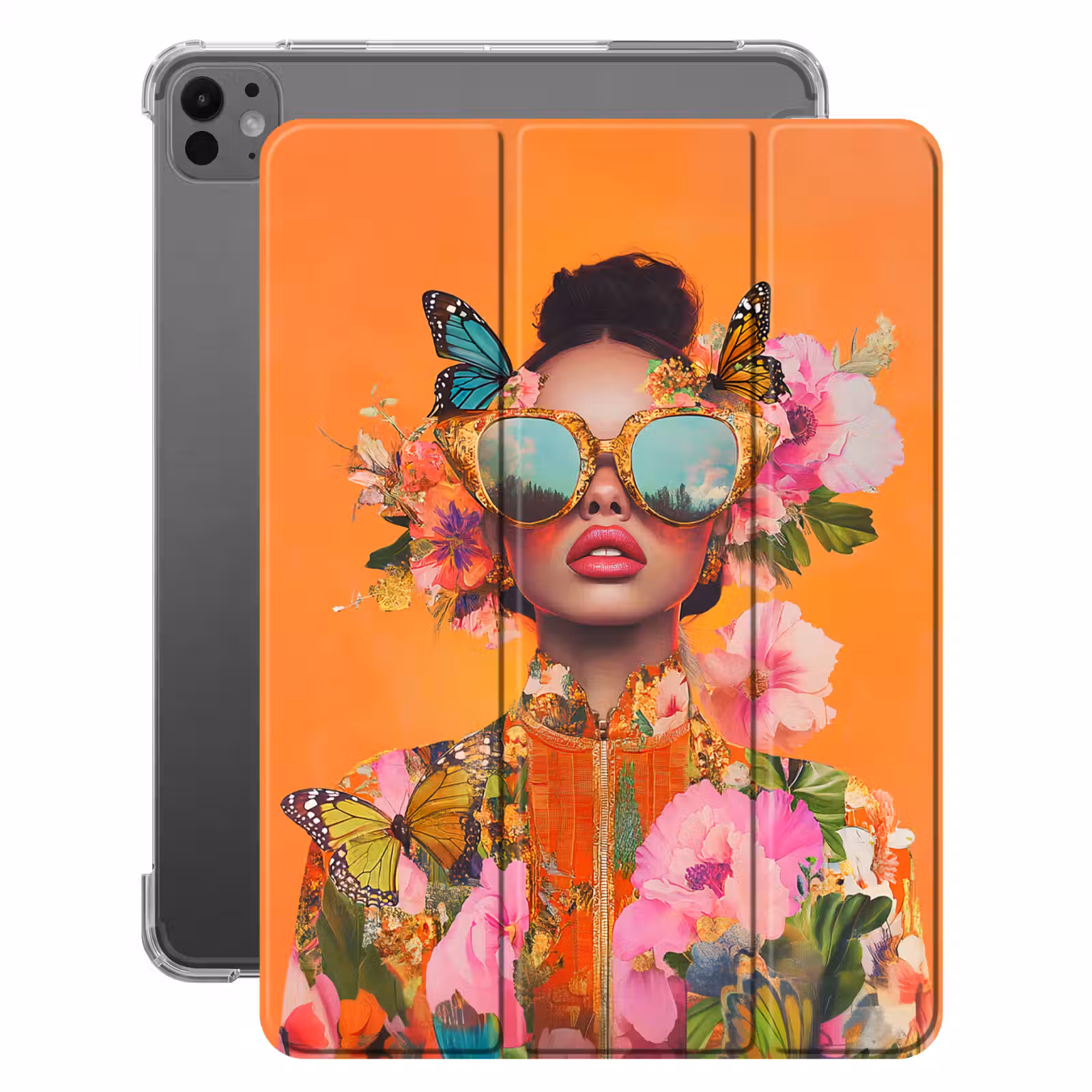iPad-Hülle - Schmetterlinge - Frau - Sonnenbrille - Bunt — 1