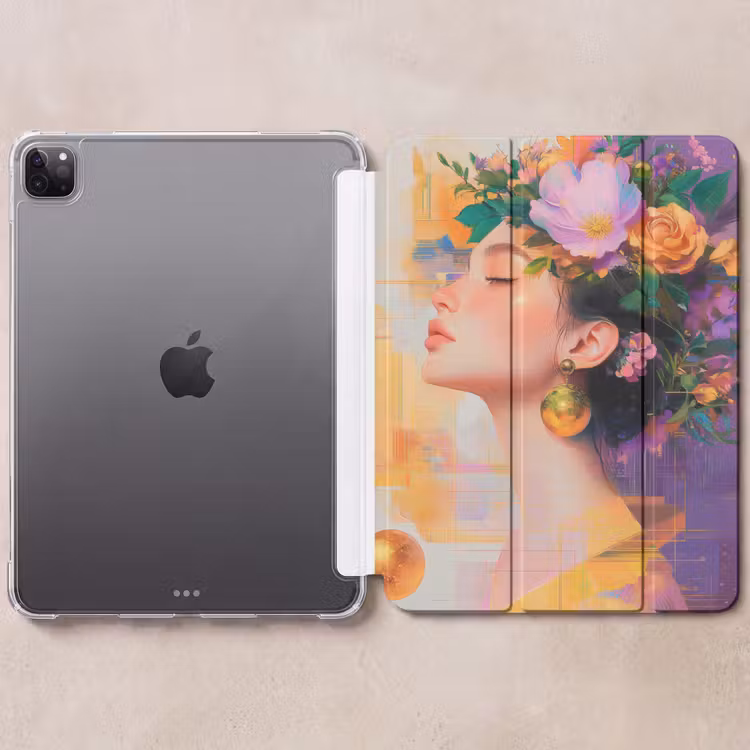 iPad-Hülle - Abstrakt - Frau - Blumenkrone - Gold — 6