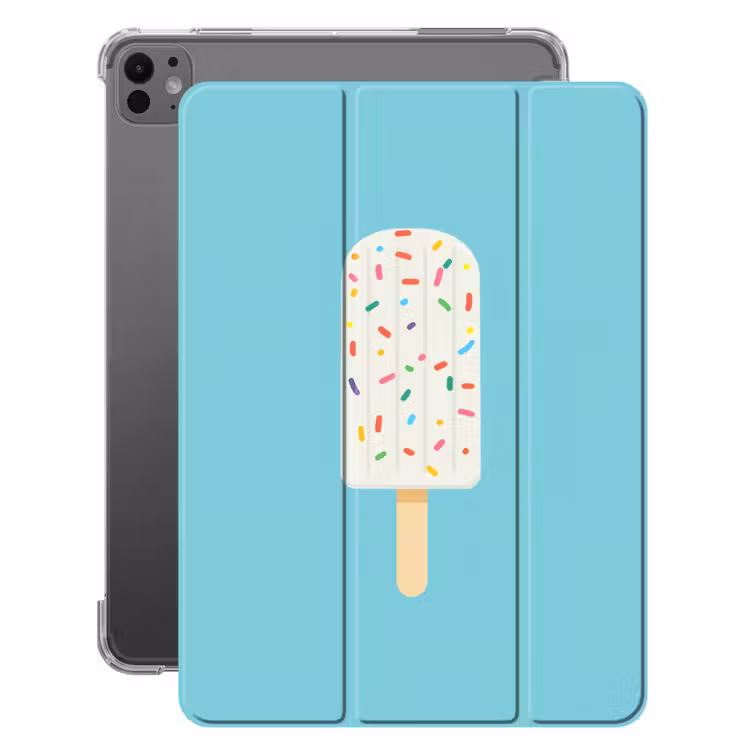 iPad-Hülle - Eiscreme - Stiel - Streusel - Hellblau — 1
