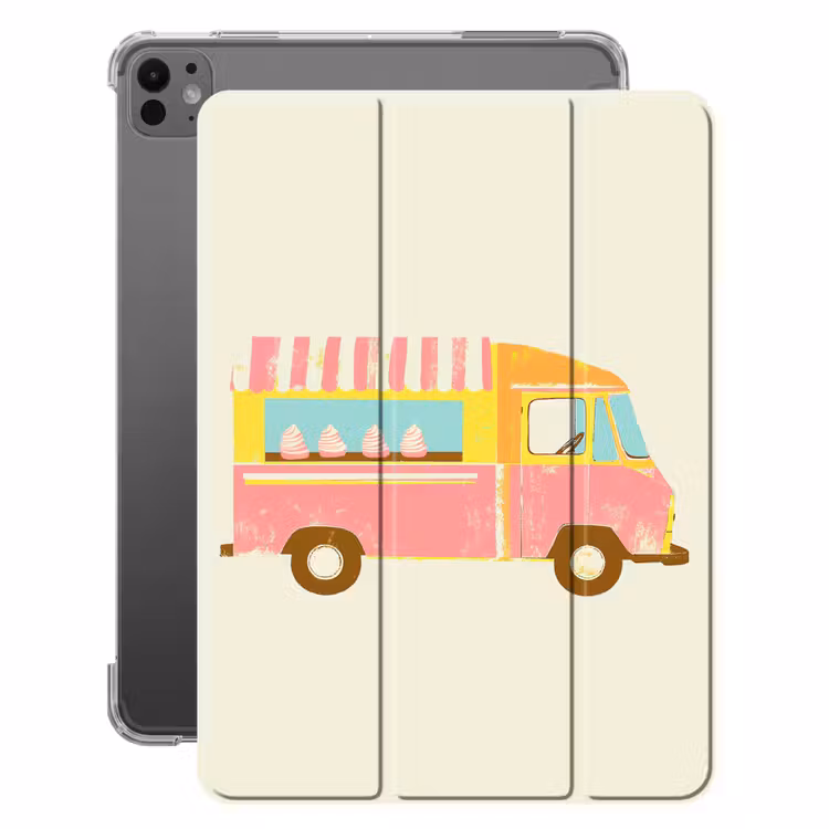 iPad-Hülle - Eiscreme-Wagen - Retro - Softeis - Rosa — 1