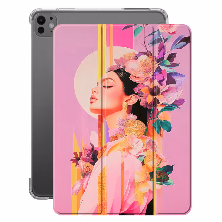 iPad-Hülle - Frau - Blumen - Lila - Abstrakt — 1