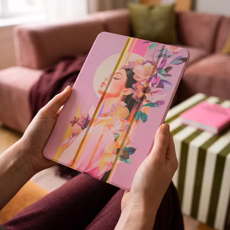 iPad-Hülle - Frau - Blumen - Lila - Abstrakt — 4