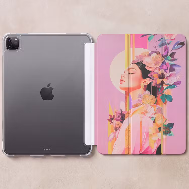 iPad-Hülle - Frau - Blumen - Lila - Abstrakt — 6