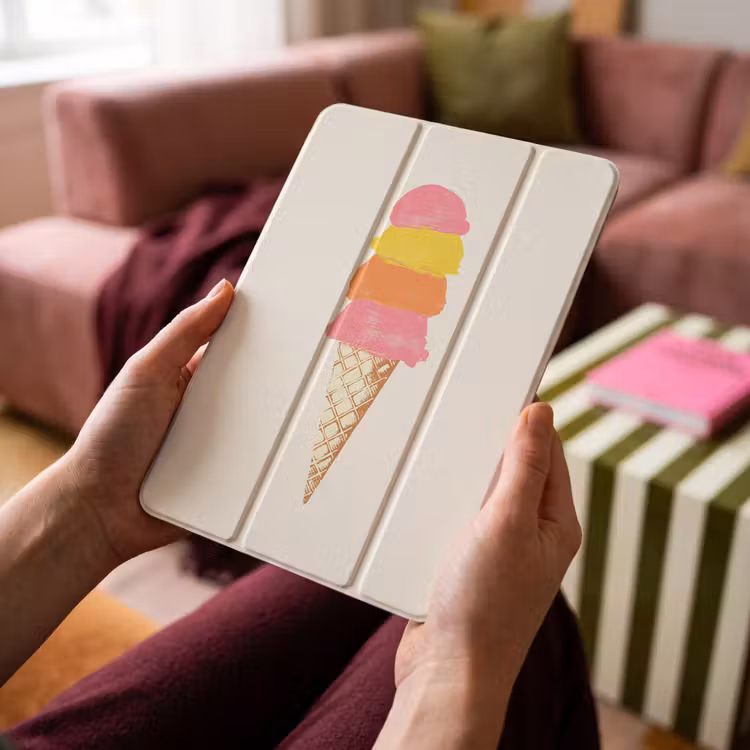 iPad-Hülle - Schaufel Eiscreme - Hörner - Illustration - Minimalistisch — 4