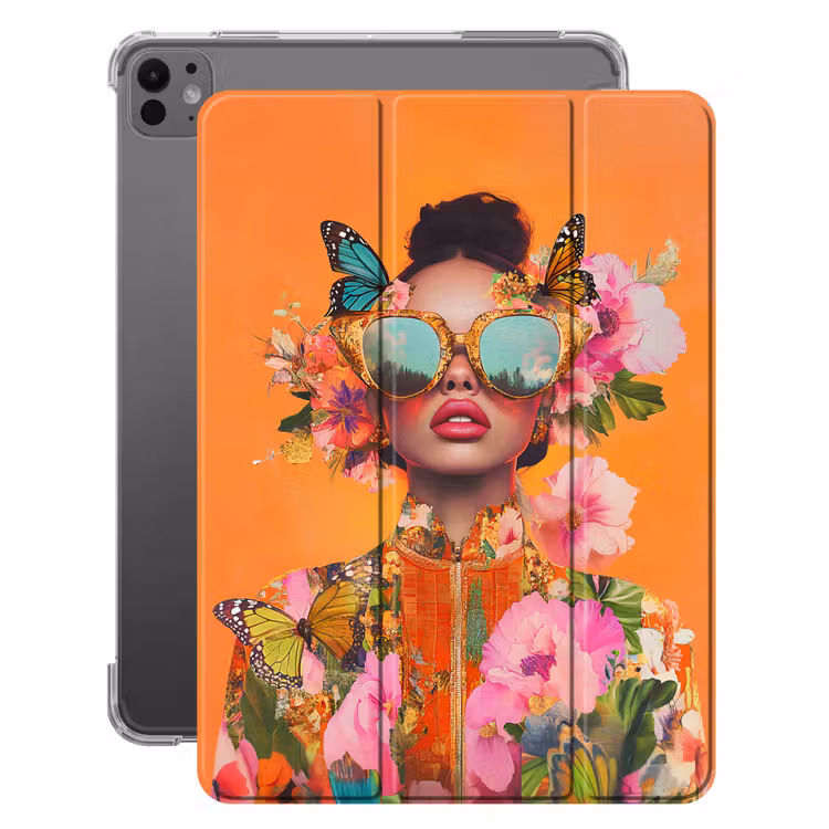iPad-Hülle - Schmetterlinge - Frau - Sonnenbrille - Bunt — 1