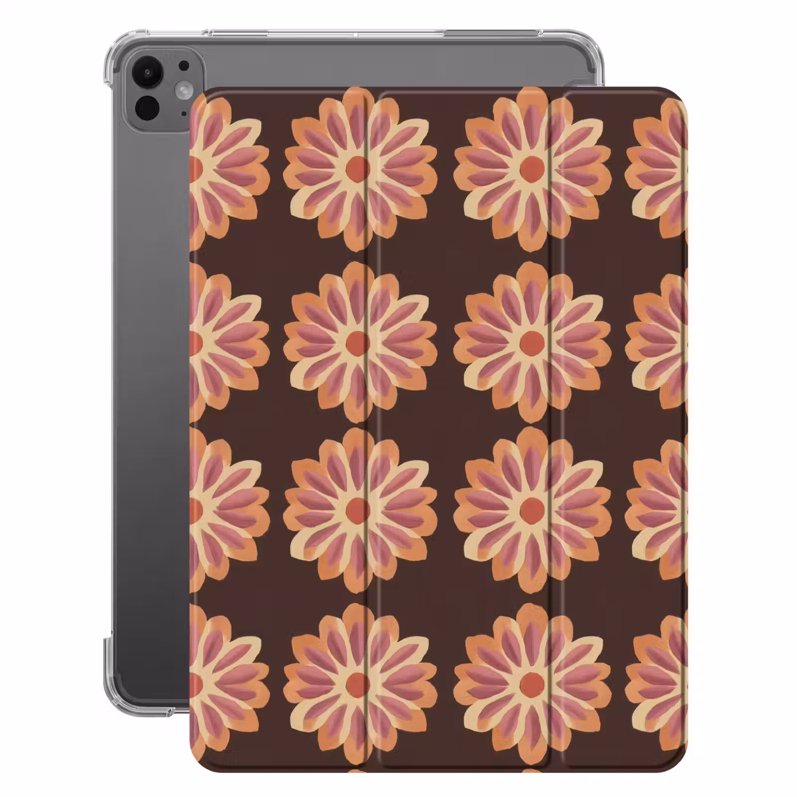 iPad-Hülle - Blumen - Muster - Braun — 1