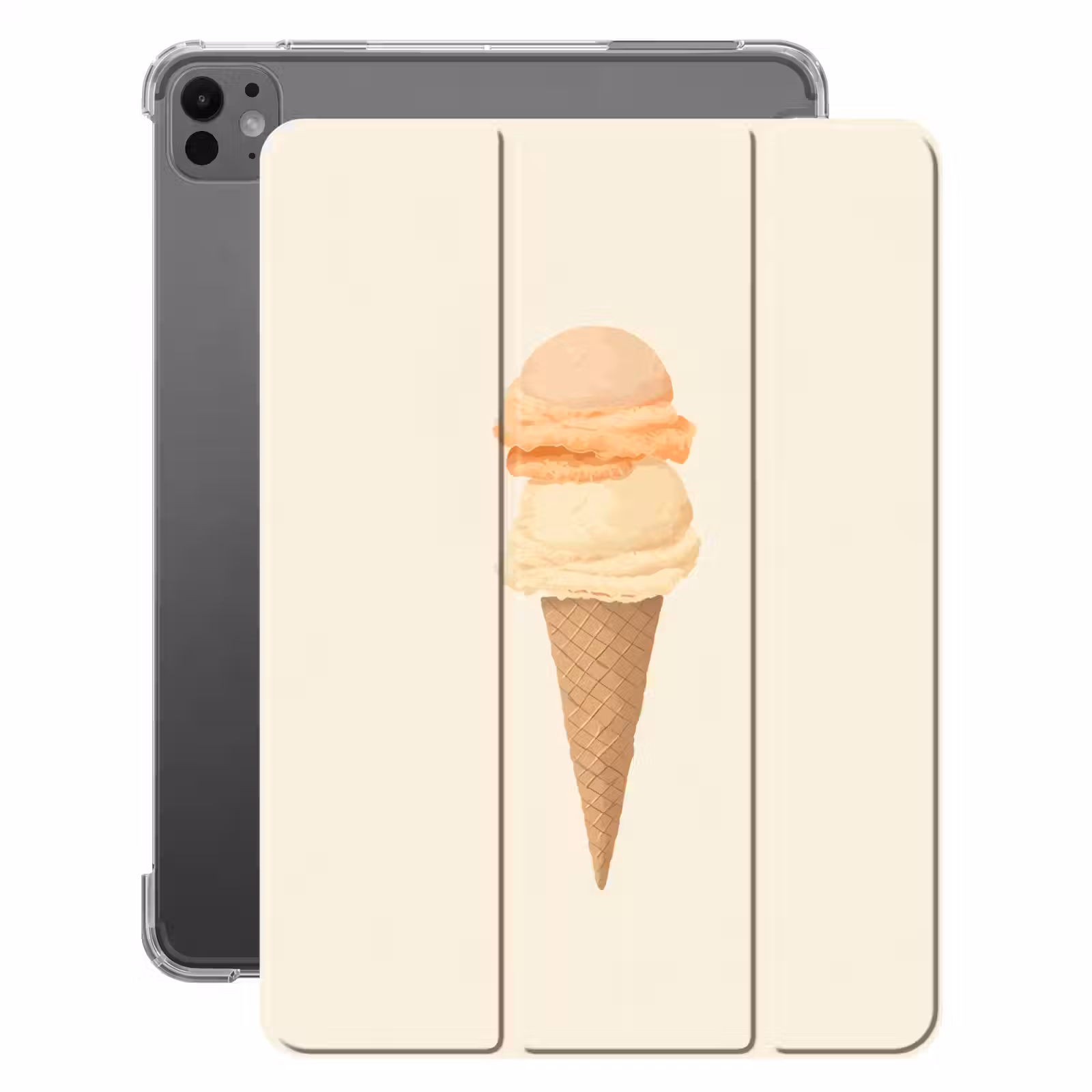 iPad-Hülle - Minimalist - Schaufel Eiscreme - Horn - Beige — 1